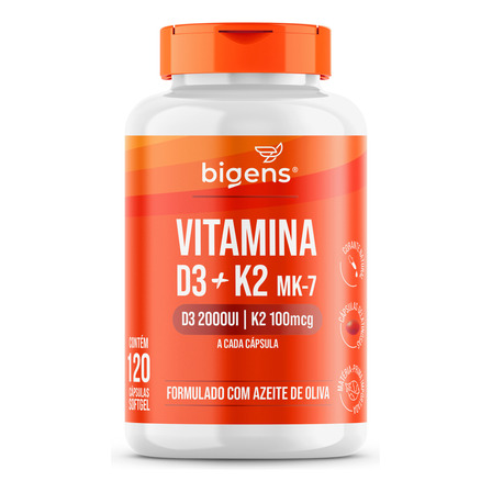 Vitamina D3 + K2, Mk7 2000ui | K2 100mg 120cps, Bigens Vitamina D3 + K2, Mk7 2000ui | K2 100mg 120cps, Bigens