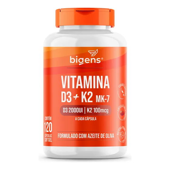 Vitamina D3 + K2, Mk7 2000ui | K2 100mg 120cps, Bigens