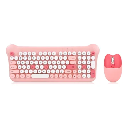 Teclado Gamer Inalámbrico Con Mouse 2.4g As-212 Aoas Mouse Rosa Teclado Rosa