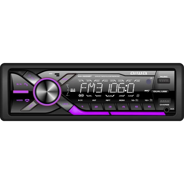 Radio Auto 1 Din Aiwa Bluetooth Mp3 Usb App Music Aw-3269bt
