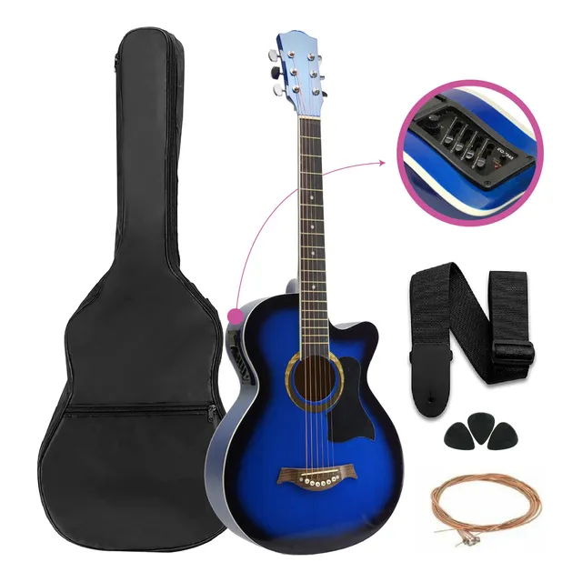 Guitarra Electroacústica Femmto EAG003 Para Diestros Azul Arce Brillante