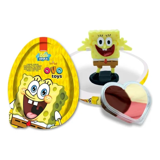 Ovo De Chocolate Toys Surpresa Bob Esponja - Cx Com 24 Un