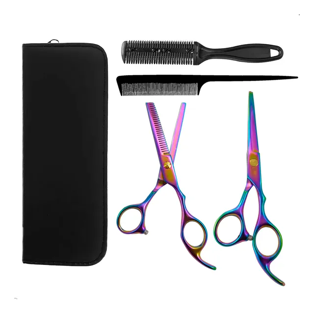 Set De Tijeras Peluqueras Acero Inoxidable Corte Y Grafilado