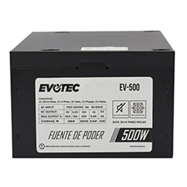 Fuente De Poder Evotec 500w Ev-500 24 Pin Atx Negro