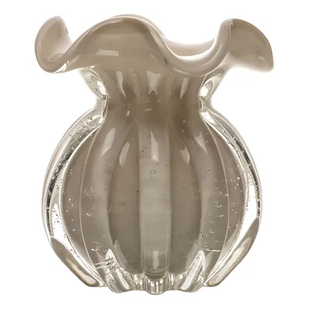 Vaso Italy 11x13cm Nude Leitoso Vidro - Wolff Cinza Liso
