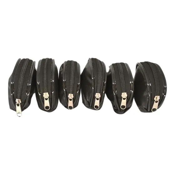 Kit 6 Porta Moedas Níquel Bolsinha Pequena Feminino Couro Cor Preto