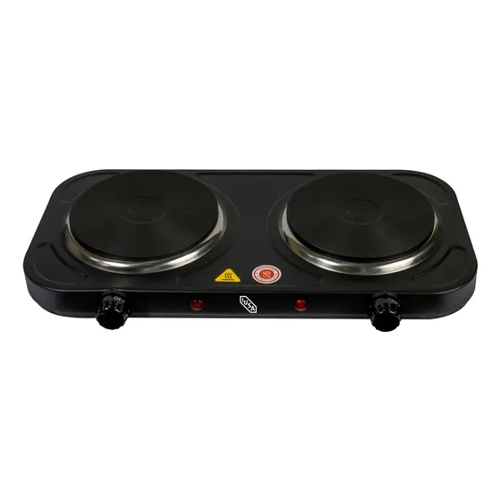 Parrilla Eléctrica 2 Quemadores De Disco, 2000 W Color Negro