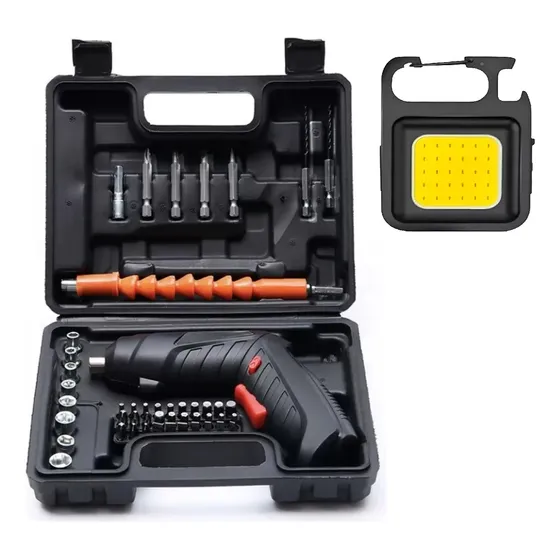 Combo Destornillador Inhalambrico + Mini Linterna De Regalo Negro 60hz