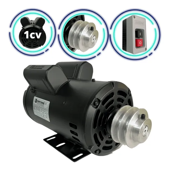 Motor Elétrico 1cv Monofásico Alta Rotação C/polia E Chave