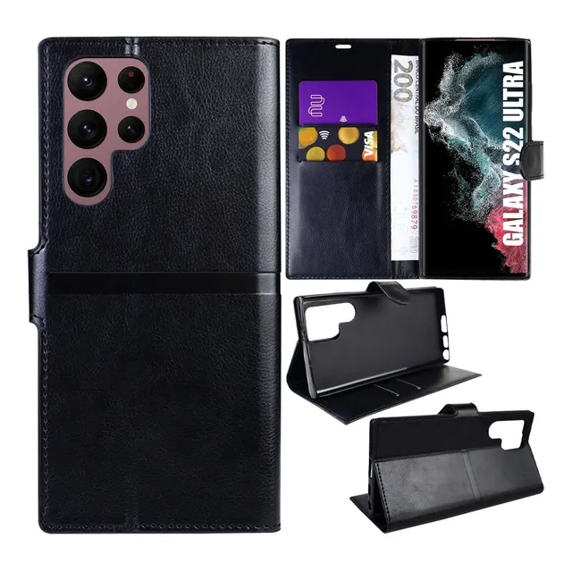 Capa Carteira Couro Flip Case P/ Galaxy S22 Ultra S908 6.8