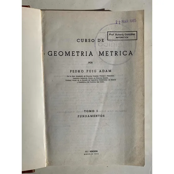 Geometría Métrica - Tomo 1 - Puig Adam - Tapa Dura (único)