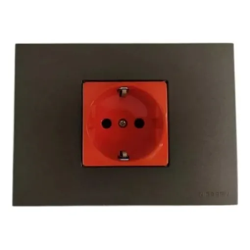 Contacto Europeo Schuko Pared Con Tapa Antracita