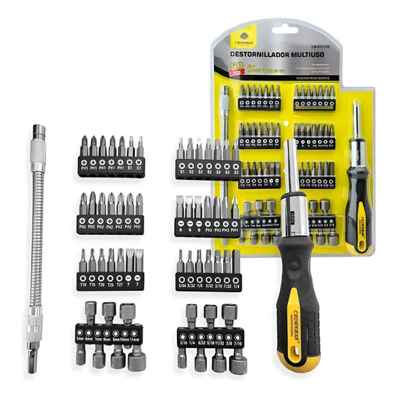 Set Destornillador Atornillador Puntas Y Extension Flexible