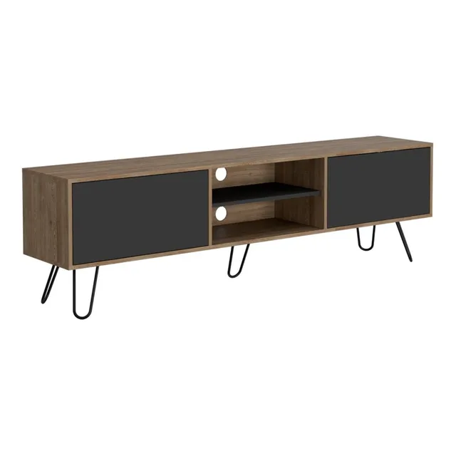 Mueble Tv Rack Vassel Tv80 Z-180 - Miel / Plomo
