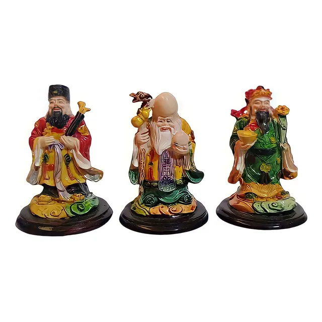 Estatuilla Feng Shui Gran Puro Jade Set Dioses Chinos 10cm