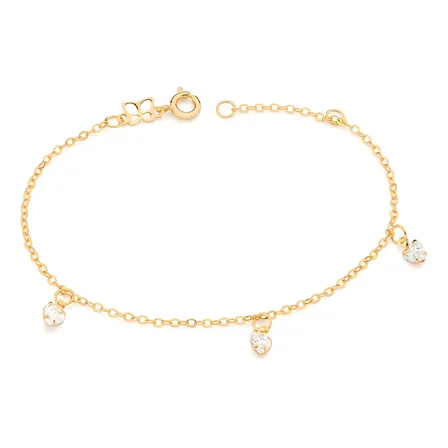 Pulseira Corações E 4 Zircônias Folheado Ouro Rommanel Comprimento 18 Cm Cor Dourado Diâmetro 18 Cm
