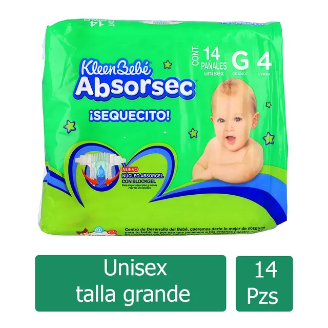 Pañales Kleen Bebé Absorsec Etapa G Paquete Con 14 Piezas