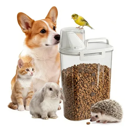 Porta Ração 2.5l Com Tampa Dispenser Pet Gato Cachorro Transparente
