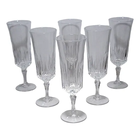 Juego De 6 Copas En Cristal D´arques Tipo Flauta