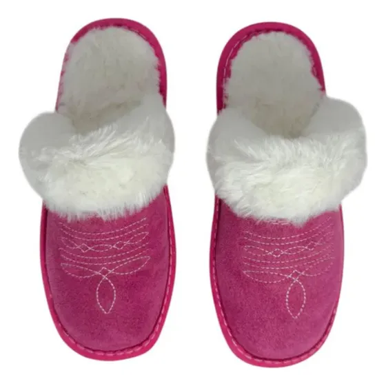 Pantuflas Vaqueras De Piel Gamuza