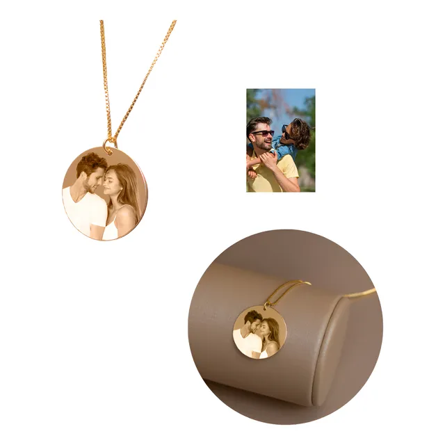 Colar Banhado A Ouro 18k Com Fotogravação 20mm 45cm
