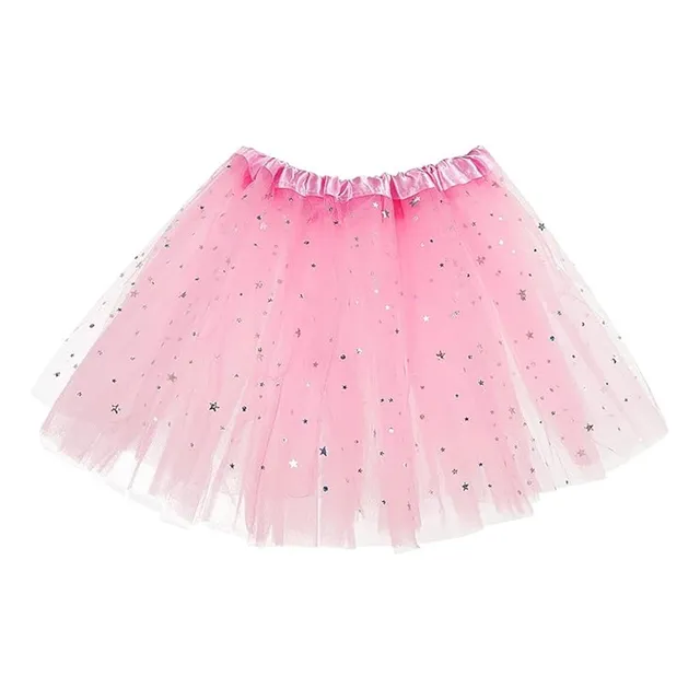 Tutu Niña Rosado Con Brillo Tutu Ballet Princesas Estrellas