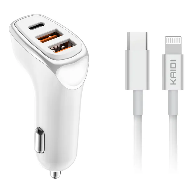 Carregador Veicular Carro Turbo 38w 3 Usb Cabo para iPhone