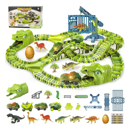 279pçs Pista Dinossauro Track Flexível Com Carrinho Elétrico Verde