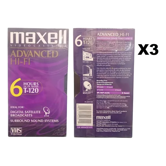 Cinta Virgen Para Vhs - Maxell Hi-fi Avanzado T-120