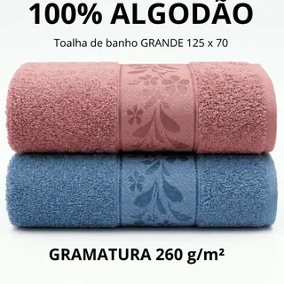2 Toalhas De Banho Kit Casal Ele E Ela 100% Algodão Azul/rose