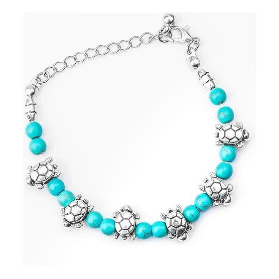 Pulsera De Mariposas Con Piedras Turquesa Para Mujer