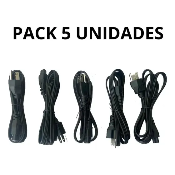 Cable  De Corriente 3 Pines Cargador Hp Dell Acer Lote 5 Pcs