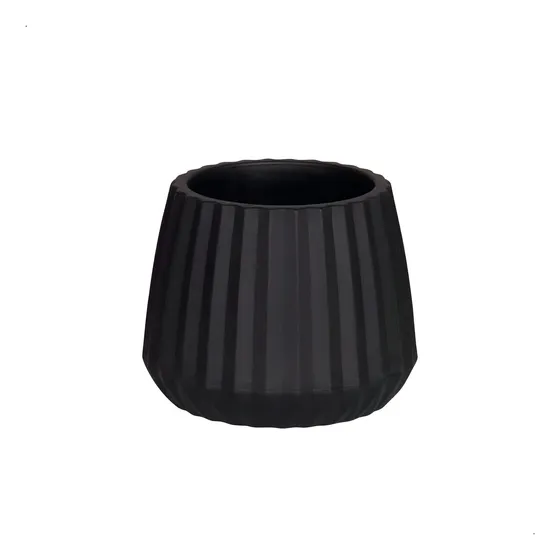 Vaso Cachepot Wave 15cm Antidengue Decoração Preto