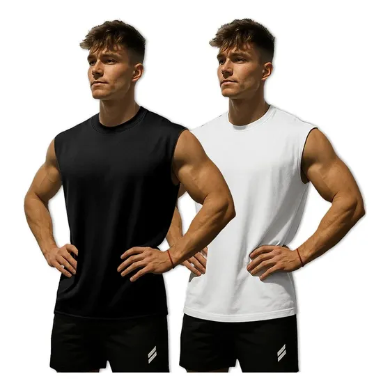 2pcs Playeras Gym Quick Dry Tank Sin Mangas Hombre Deportiva