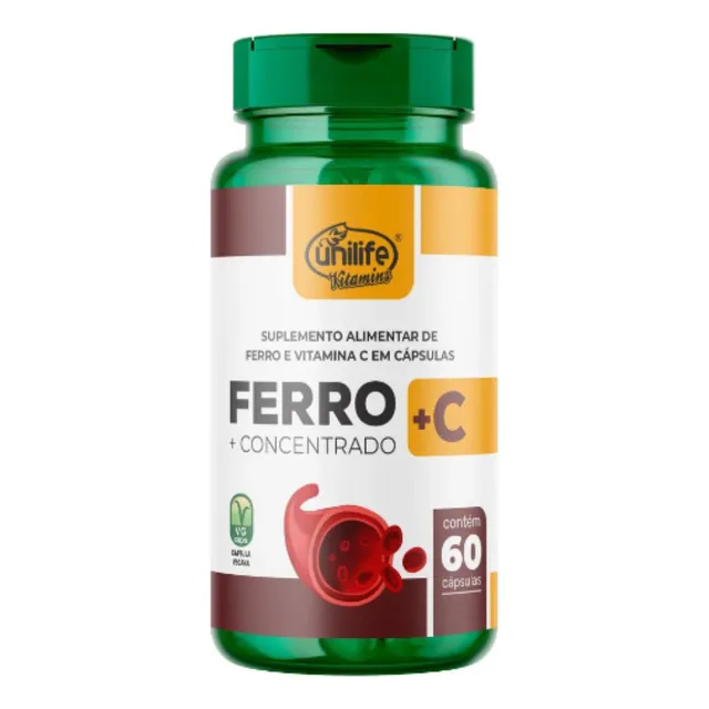Suplemento Unilife Hierro Concentrado con Vitamina C 60 Cápsulas