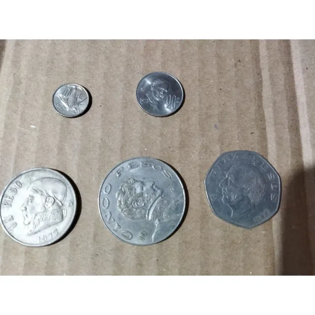 Monedas Mexicanas 1977 Lote 5: 10 20 Centavos 1 5 10 Pesos