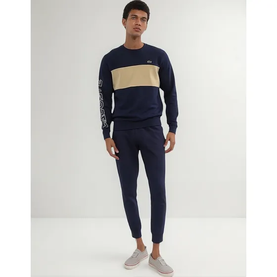 Moletom Gola Careca Lacoste Colorblock Classic Fit Original