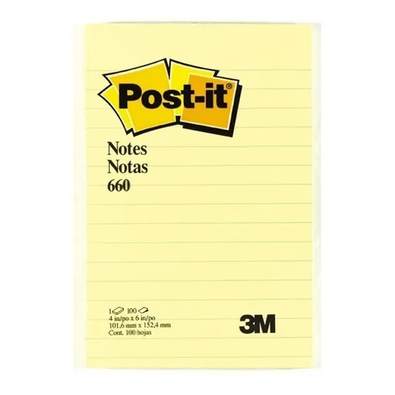 Notas Adhesivas Rayadas Post It Amarillo 10.2x15.2 Cm 100 H