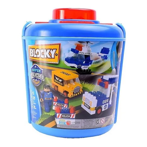 Bloques Blocky Super Policía Balde X 120 Piezas