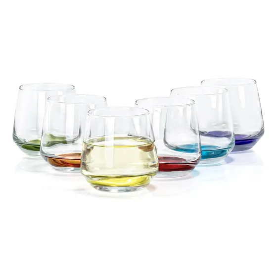 Red Co. Juego De 6 Vasos De Copa De Vino Cortos Sin Tallo De