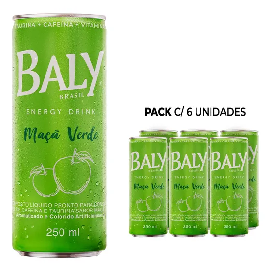 Energético Baly Maçã Verde 250ml Pack 6 Latas
