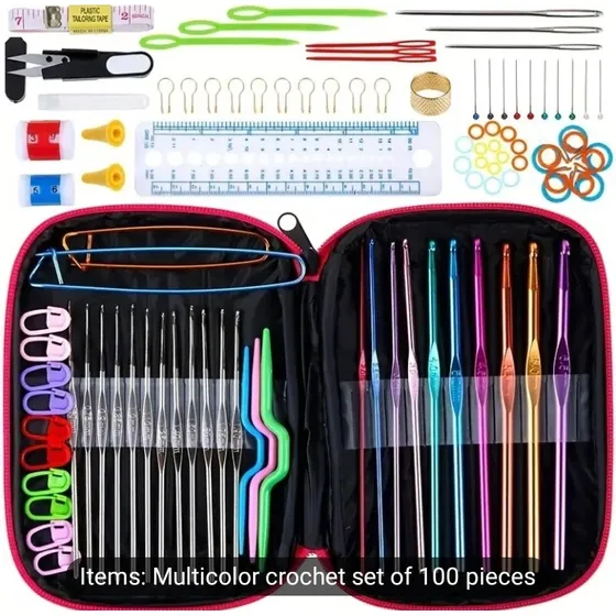 Kit De 100 Piezas De Ajugas De Crochet Y Accesorios