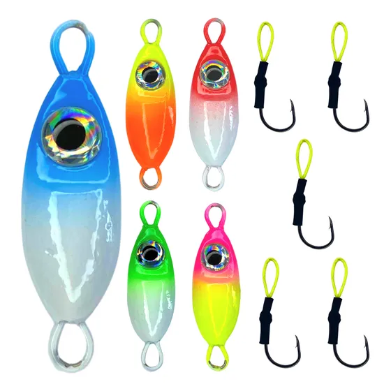 Kit 5 Micro Jig Slow C/ Suporte Hook Isca Artifical Jumping