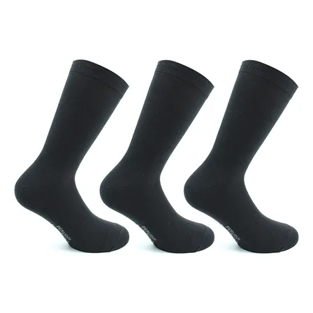 3 Pares Calcetin Bamboo Liso Largo Americano Negro