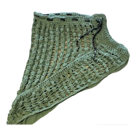 Pollera A Crochet 12-14 Años Xs Cintura Contorno 66 Cm Verde