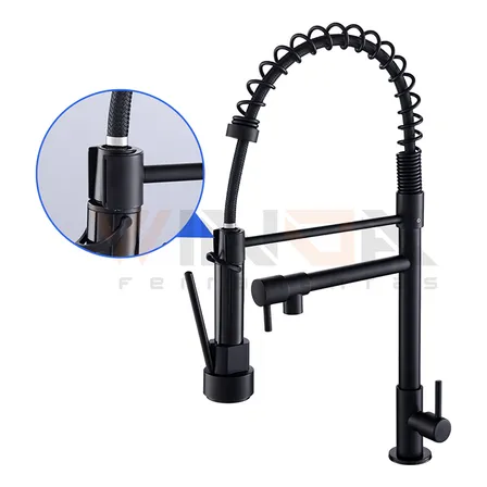 Torneira Cozinha Gourmet Bancada Flexível Luxo Para Cuba Pia Inox 304 Fria Cor Preto Acabamento Fosco Winda