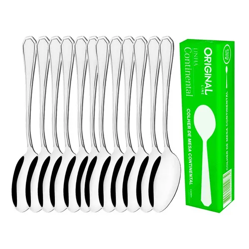 Jogo 12 Colher de Sopa Mesa Inox Premium Continental SL0303 Original Line