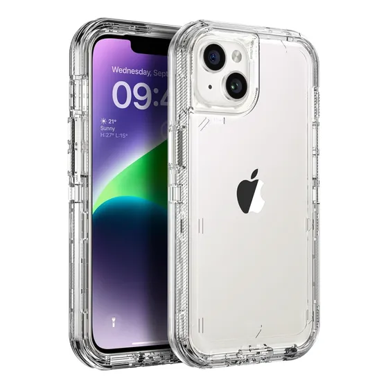 Funda Case De Uso Rudo 360 Para iPhone Transparente Antigolpes Con Marco Frontal 3 En 1