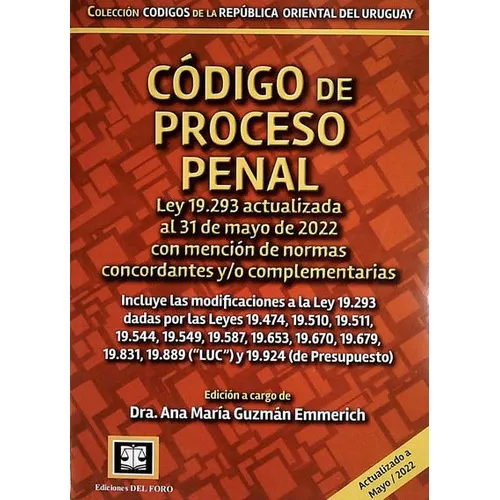 Código De Proceso Penal, De Ana María Guzmán Emmerich. Editorial Ediciones Del Foro, Tapa Blanda En Español, 2022