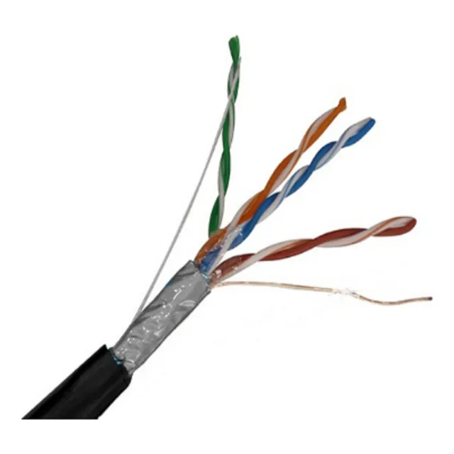 Cable Blindado Ftp 100% Cobre Cat 5e Negro Exterior 300mt